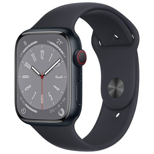 Apple Watch Series 8 (GPS + Cellular) 45mm Midnight Aluminum Case with Midnight Sport Band - Medium / Large - Refurbished (Good)