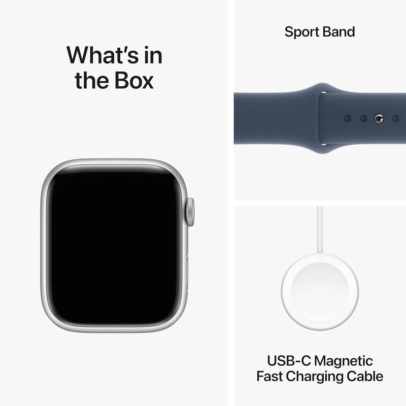 Apple Watch Series 9 (GPS + Cellular) 45mm Silver Stainless Steel Case - Medium/Large - Open Box New - a Year Apple warranty