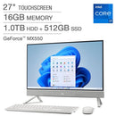 Dell Inspiron 27" All-in-One Touchscreen Desktop - 7000 Series- 12th Gen Intel Core i7-1255U - 16GB RAM - 512GB SSD +1TB HDD - GeForce MX550 - 1080p - Windows 11 - Open Box